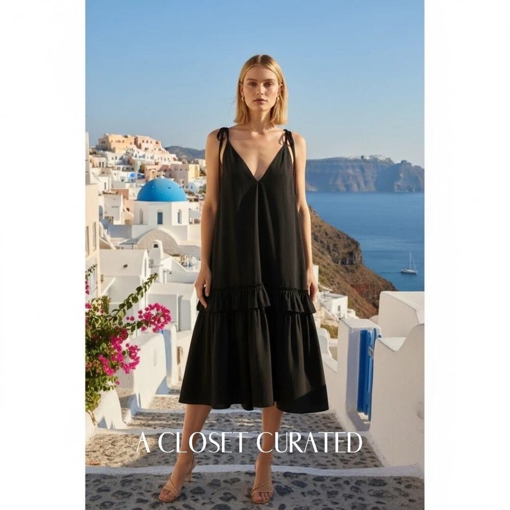 Figue Ada Cotton Midi Dress Black XS / Small  NEW